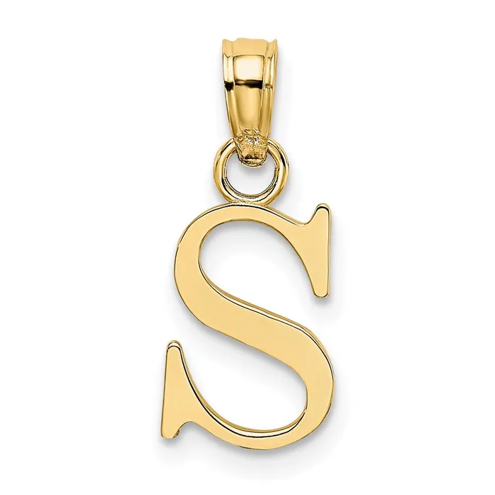 Necklaces TreasureFineJewelers 14k Yellow Gold Polished Block Letter S Initial Pendant Necklaces TreasureFineJewelers 14k Yellow Gold Polished Block Letter S Initial Pendant