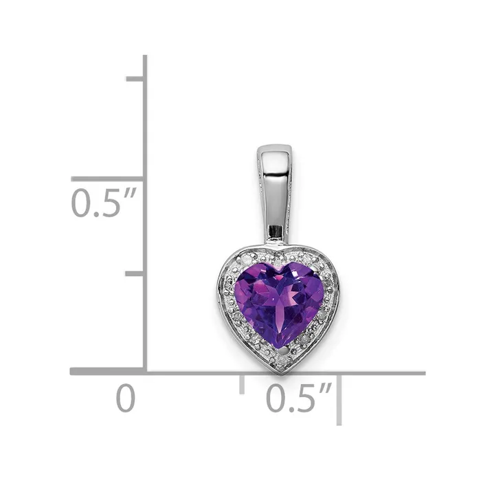 Necklaces TreasureFineJewelers Sterling Silver Rhodiumplated Diamond and Amethyst Pendant