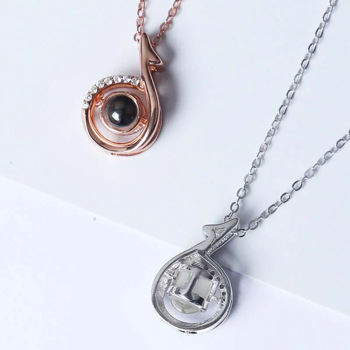 Necklaces Trendolla Jewelry Notes Customized Photo Projection Necklace with Picture inside