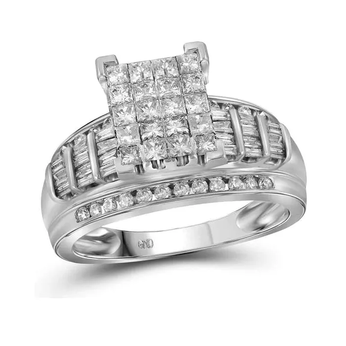 Rings North Arrow Shop 14kt white gold womens princess diamond cluster bridal wedding engagement ring 200 cttw size 536559 Rings North Arrow Shop 14kt white gold womens princess diamond cluster bridal wedding engagement ring 200 cttw size 536559