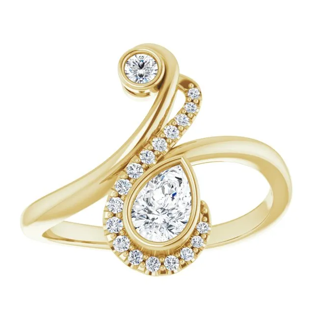 Rings TreasureFineJeweler 14K Yellow 12 CTW Diamond BezelSet Bypass Ring