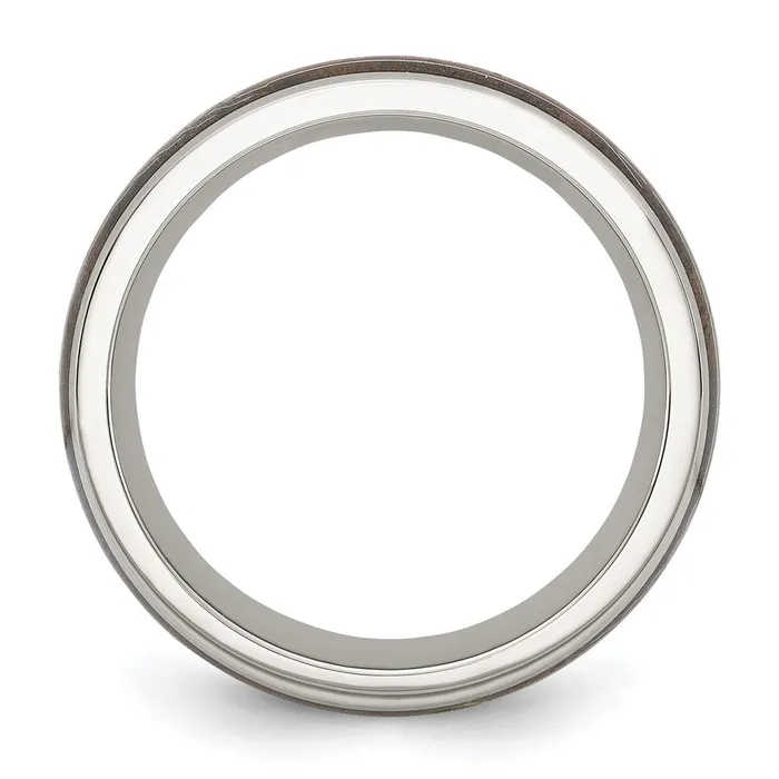 Stainless Steel Polished with Wood Inlay Arrow 8mm Band TreasureFineJewelers Rings