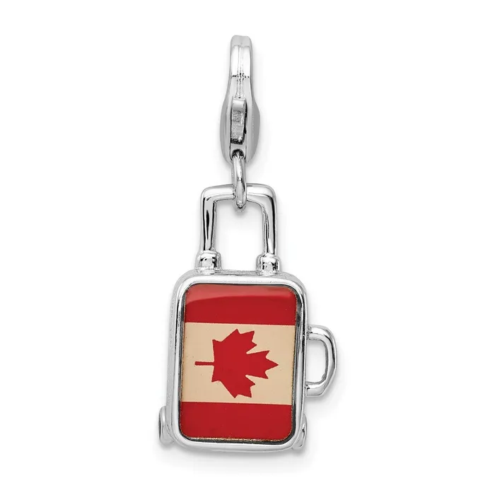 Sterling Silver Amore La Vita Rhpl Enameled Canadian Flag Suitcase Charm TreasureFineJewelers Rings Sterling Silver Amore La Vita Rhpl Enameled Canadian Flag Suitcase Charm TreasureFineJewelers Rings