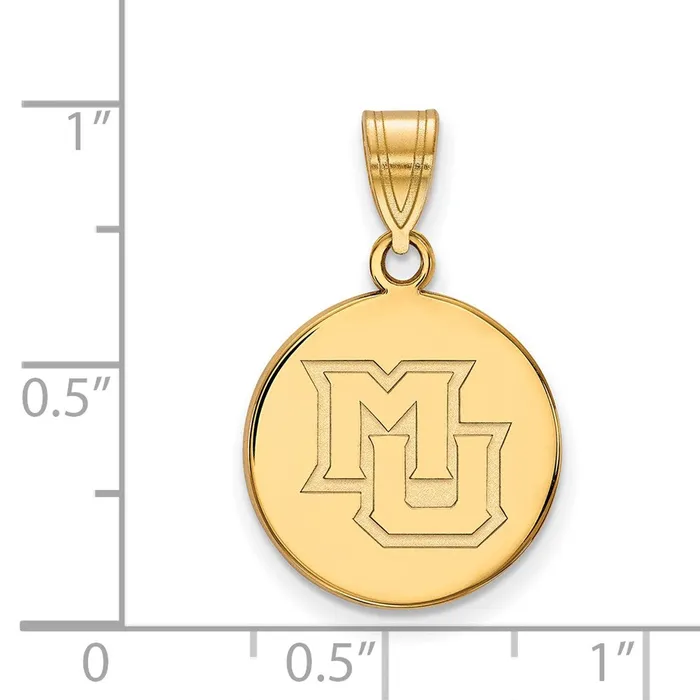 Sterling Silver Goldplated Marquette University MU Medium Disc Pendant TreasureFineJewelers Necklaces