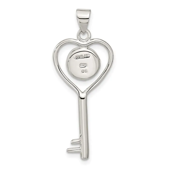 Sterling Silver Polished Shiva Eye in Heart Key Pendant TreasureFineJewelers Necklaces