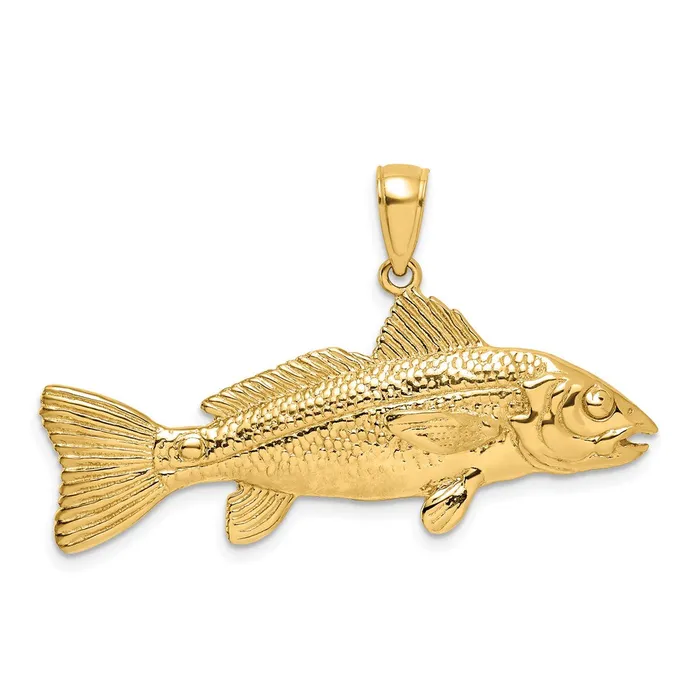 TreasureFineJewelers 14K 3D Red Fish Charm Charm Necklaces