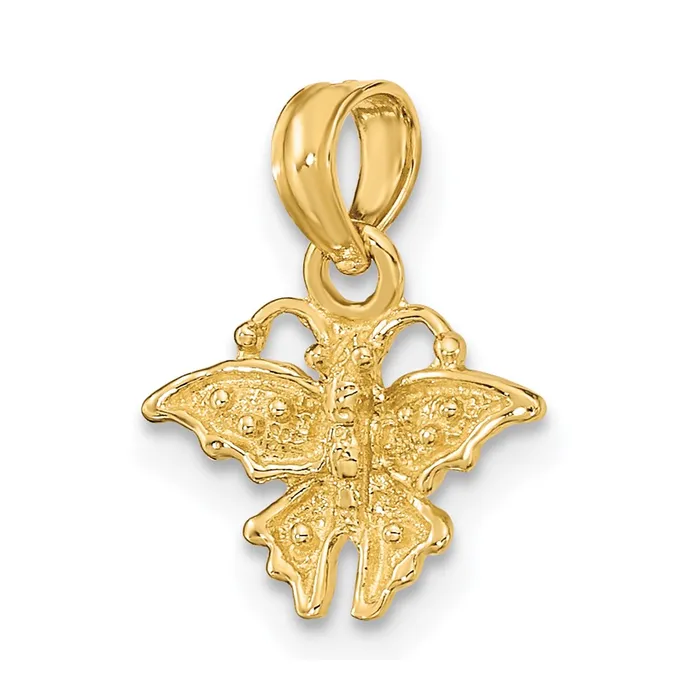 TreasureFineJewelers 14K Textured Mini Butterfly Charm Charm Necklaces