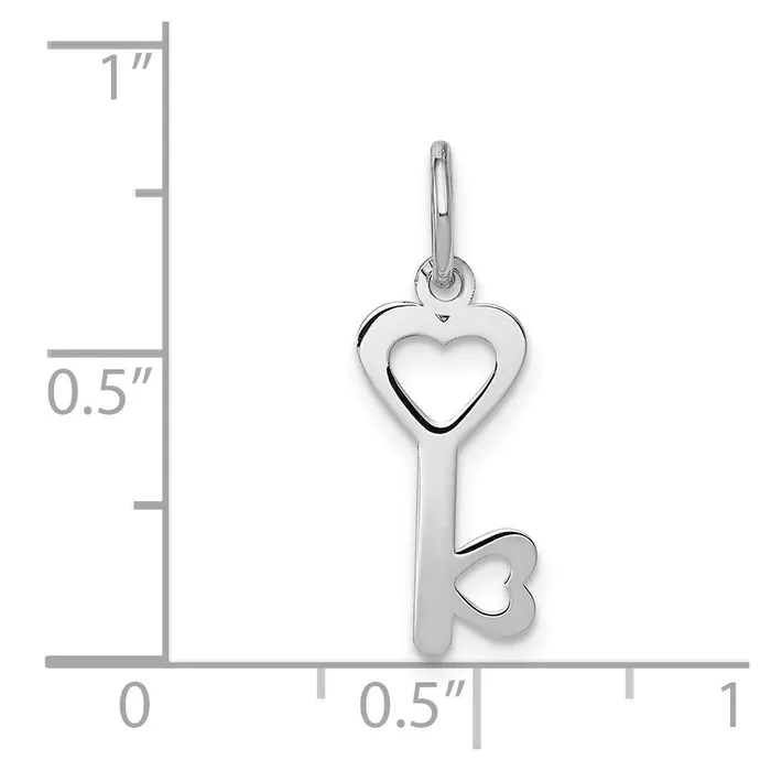 TreasureFineJewelers 14k White Gold HeartShaped Key and Lock Charm Charm Necklaces