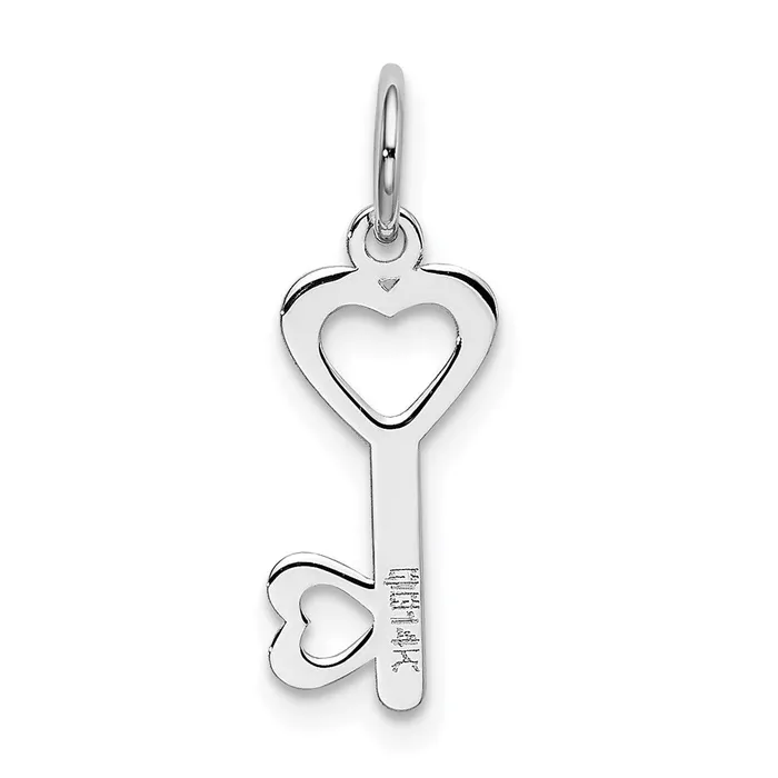 TreasureFineJewelers 14k White Gold HeartShaped Key and Lock Charm Charm Necklaces