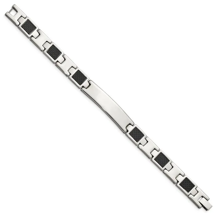 TreasureFineJewelers Bracelets Chisel Stainless Steel Brushed and Polished Black Carbon Fiber Inlay 85 inch ID Bracelet