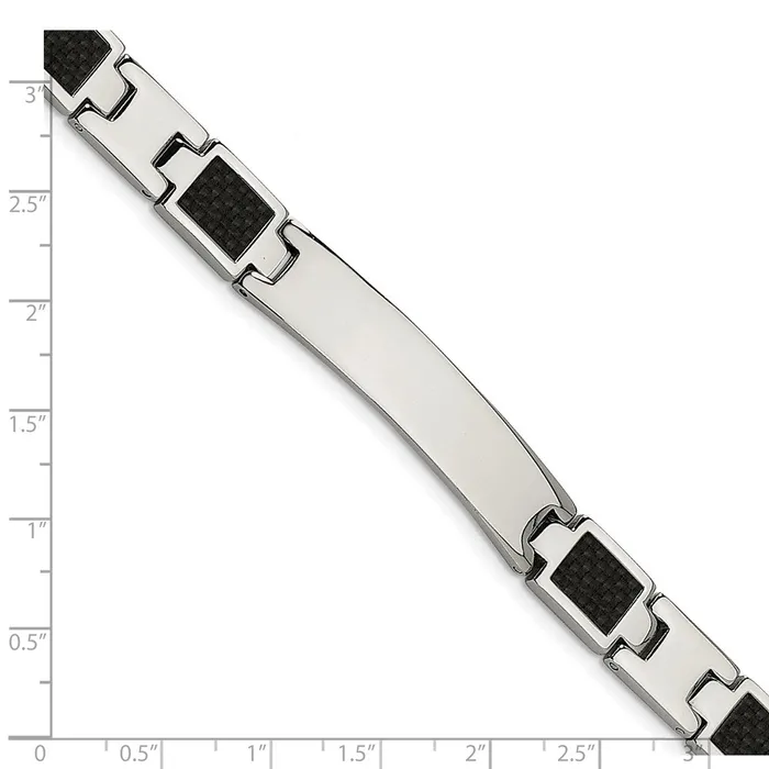 TreasureFineJewelers Bracelets Chisel Stainless Steel Brushed and Polished Black Carbon Fiber Inlay 85 inch ID Bracelet