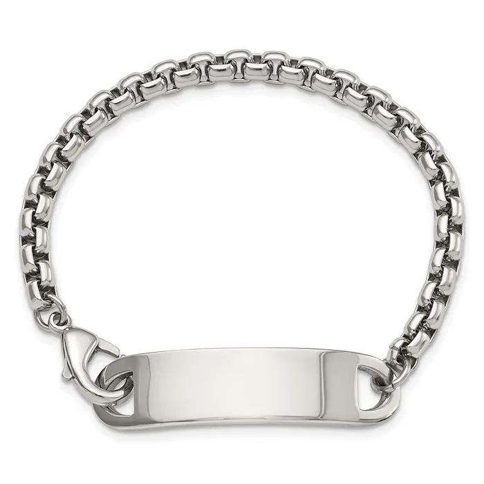 TreasureFineJewelers Bracelets Chisel Stainless Steel Polished Box Chain 875 inch ID Bracelet