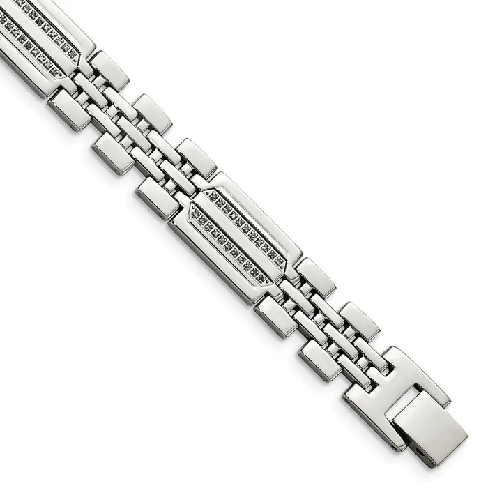 TreasureFineJewelers Bracelets Chisel Stainless Steel Polished with 14 carat Diamond 875 inch Fancy Bracelet TreasureFineJewelers Bracelets Chisel Stainless Steel Polished with 14 carat Diamond 875 inch Fancy Bracelet