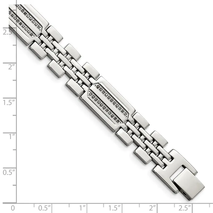 TreasureFineJewelers Bracelets Chisel Stainless Steel Polished with 14 carat Diamond 875 inch Fancy Bracelet