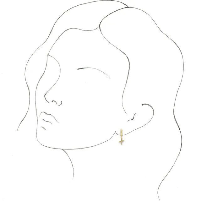 TreasureFineJewelers Earrings 14K Yellow Gold Initial X Hinged Huggie Earring