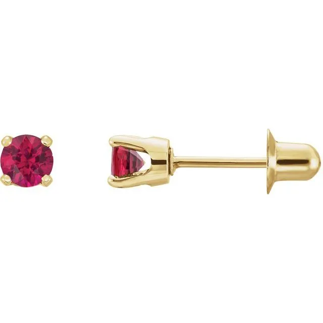 TreasureFineJewelers Earrings 14K Yellow Gold Natural Ruby Earrings