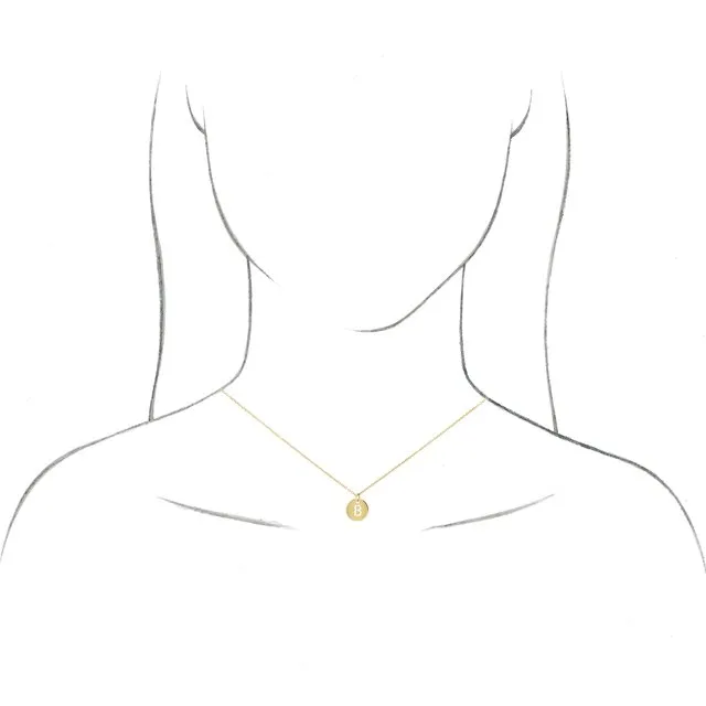 TreasureFineJewelers Necklaces 14K Rose Gold Initial E 10 mm Disc 1618 Necklace
