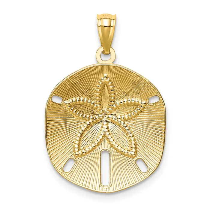 TreasureFineJewelers Necklaces 14k Satin Diamondcut Sand Dollar Pendant