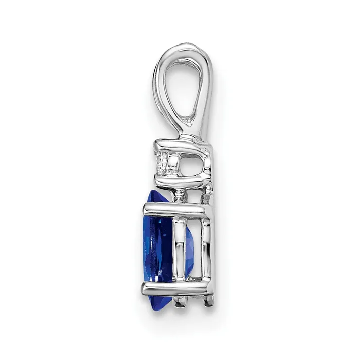 TreasureFineJewelers Necklaces 14k White Gold 6x4mm Oval Sapphire AAA Diamond pendant