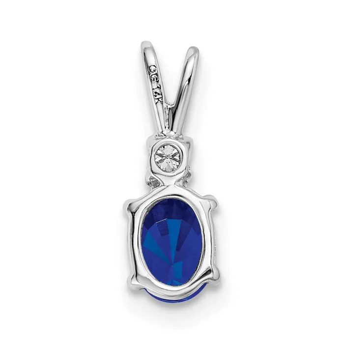 TreasureFineJewelers Necklaces 14k White Gold 6x4mm Oval Sapphire AAA Diamond pendant