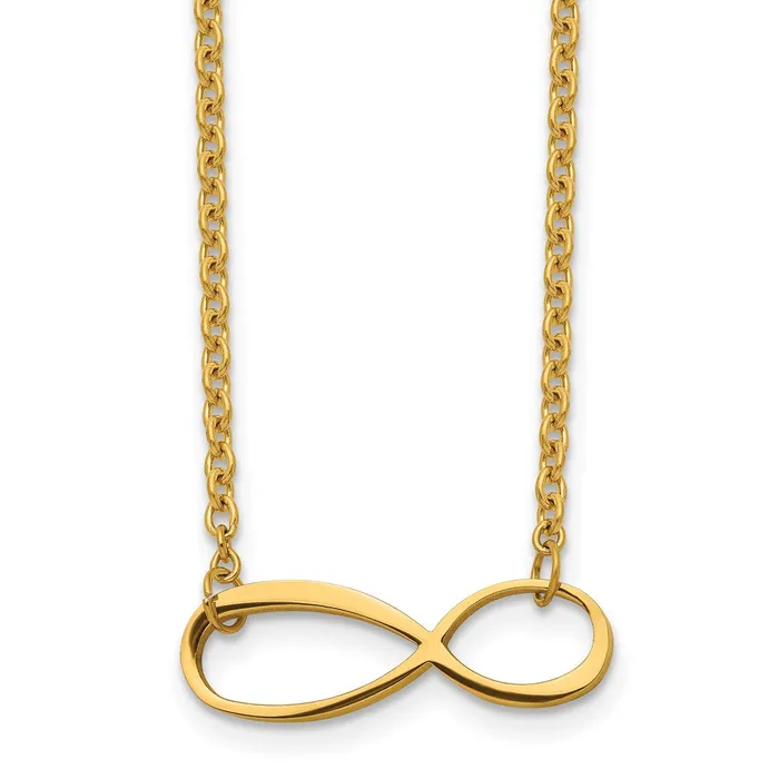 TreasureFineJewelers Necklaces Stainless Steel Polished Yellow IPplated Infinity 20in Necklace