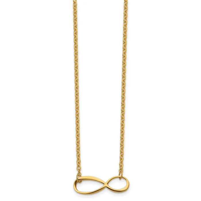 TreasureFineJewelers Necklaces Stainless Steel Polished Yellow IPplated Infinity 20in Necklace