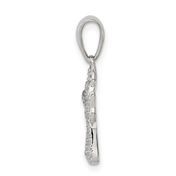 TreasureFineJewelers Necklaces Sterling Silver CZ Angel Pendant