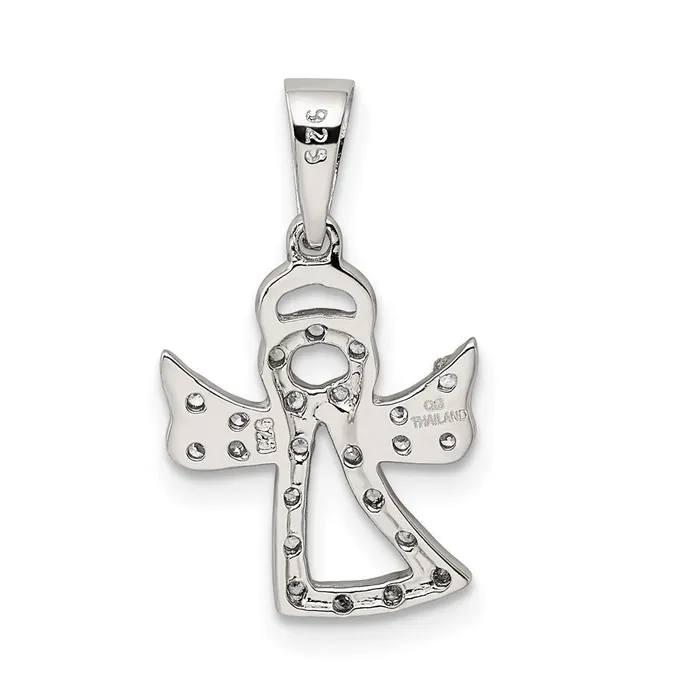 TreasureFineJewelers Necklaces Sterling Silver CZ Angel Pendant