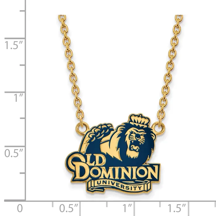 TreasureFineJewelers Necklaces Sterling Silver Goldplated Old Dominion University Large Enameled Pendant 18 inch Necklace