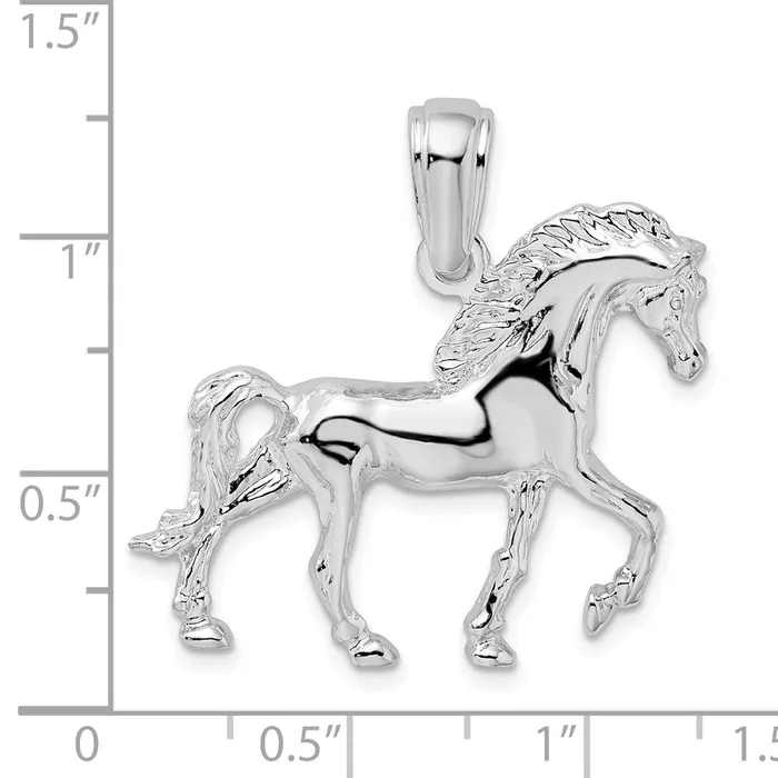 TreasureFineJewelers Necklaces Sterling Silver Polished Walking Horse Pendant