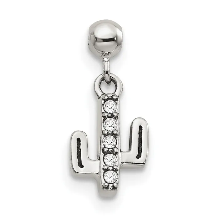TreasureFineJewelers Sterling Silver Mio Memento Swarovski Crystal Dangle Cactus Charm Rings