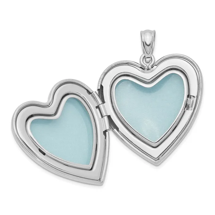 TreasureFineJewelers Sterling Silver Rhodiumplated 24mm Polished Swirl Heart Locket Rings