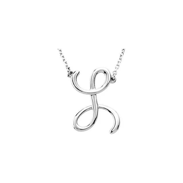 TreasureFineJewelers Sterling Silver Script Initial L 16 Necklace Necklaces