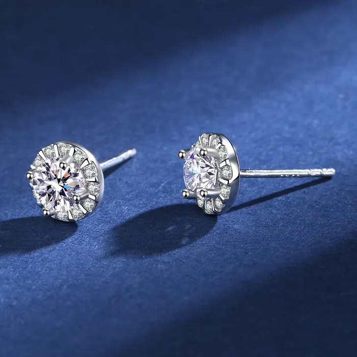 Trendolla Jewelry Earrings Round Shape Moissanite Stud Earrings for Women